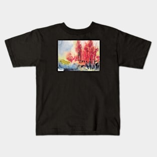 Landscape with red trees Kids T-Shirt